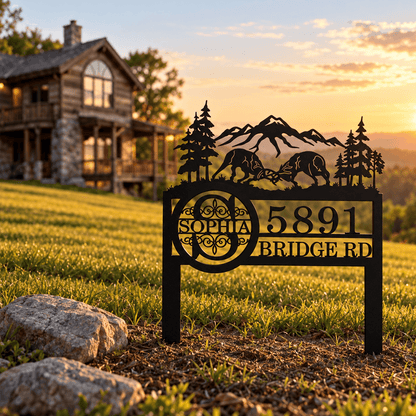 Personalized Deer Mountain Metal Garden Stake
