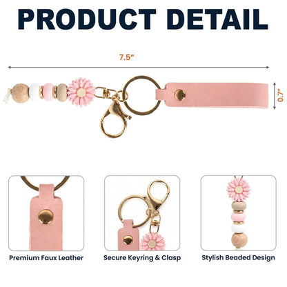 Personalized Birth Flower Daisy Beaded Keychain