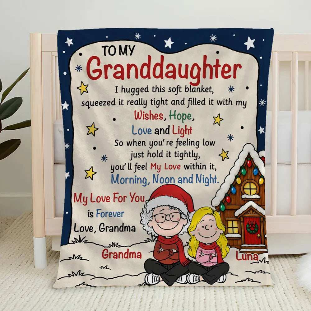 Personalized Grandma And Granddaughter Reading Blanket