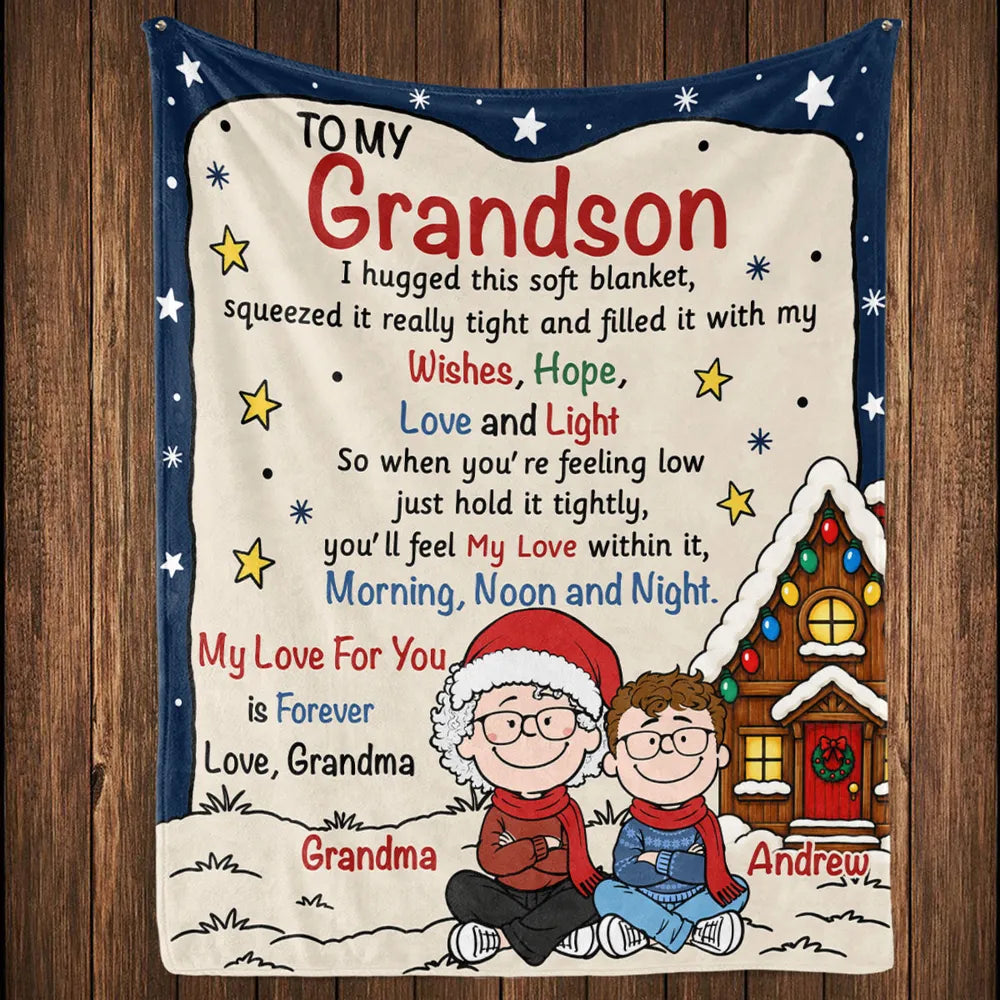 Personalized Grandma And Granddaughter Reading Blanket