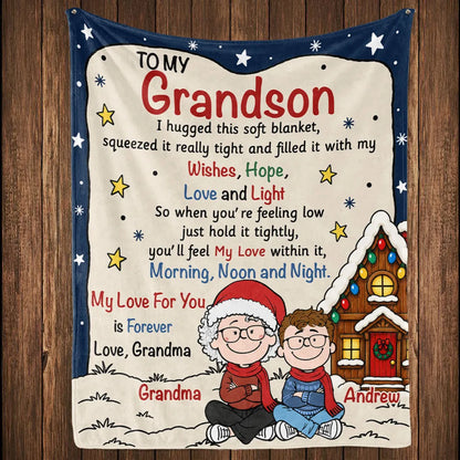 Personalized Grandma And Granddaughter Reading Blanket