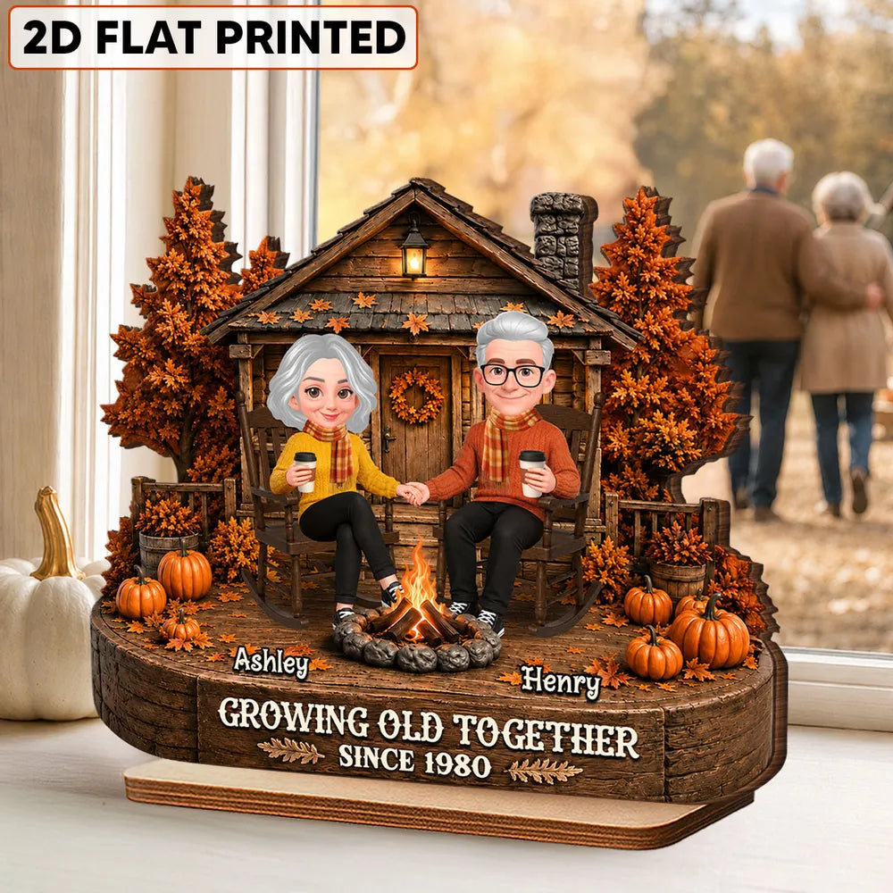 Personalized Growing Old Together Fall Cabin Plaque