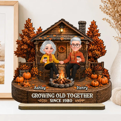 Personalized Growing Old Together Fall Cabin Plaque