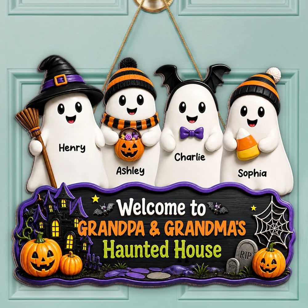 Personalized Standing Boo Kids Halloween Wooden Sign