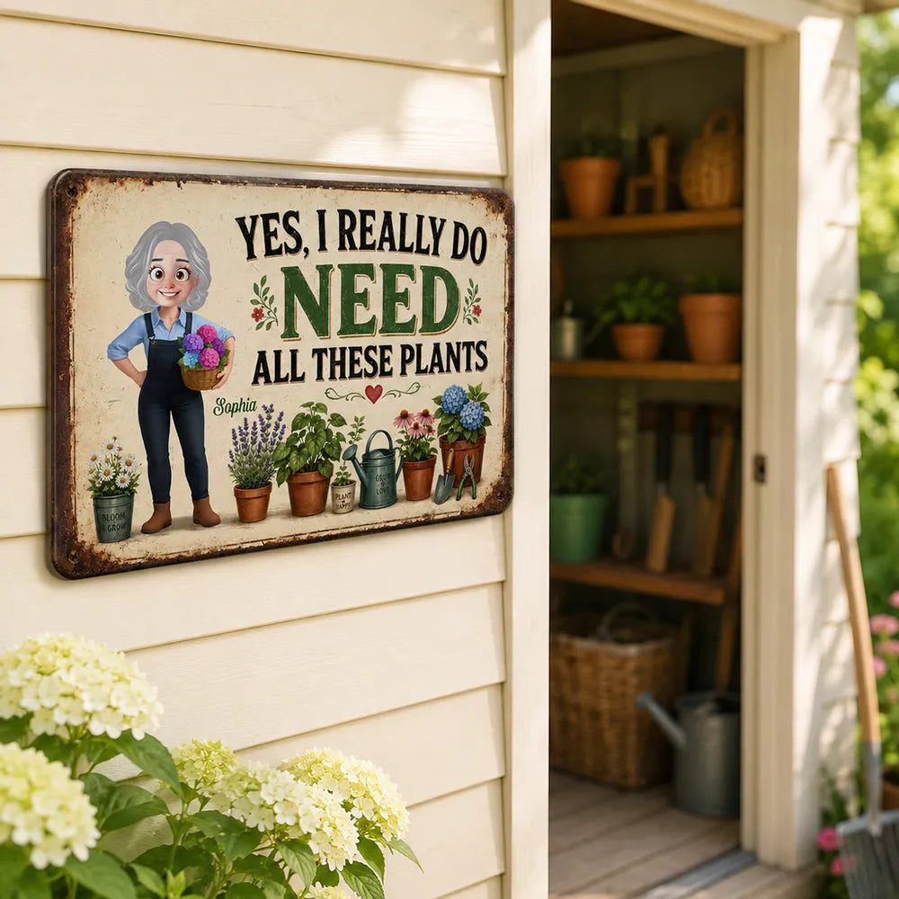Personalized Gardening Girl Plant Lover Iron Sign