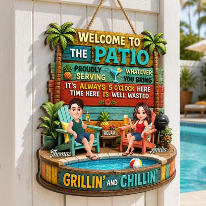 Personalized Grillin And Chillin Patio Wooden Sign
