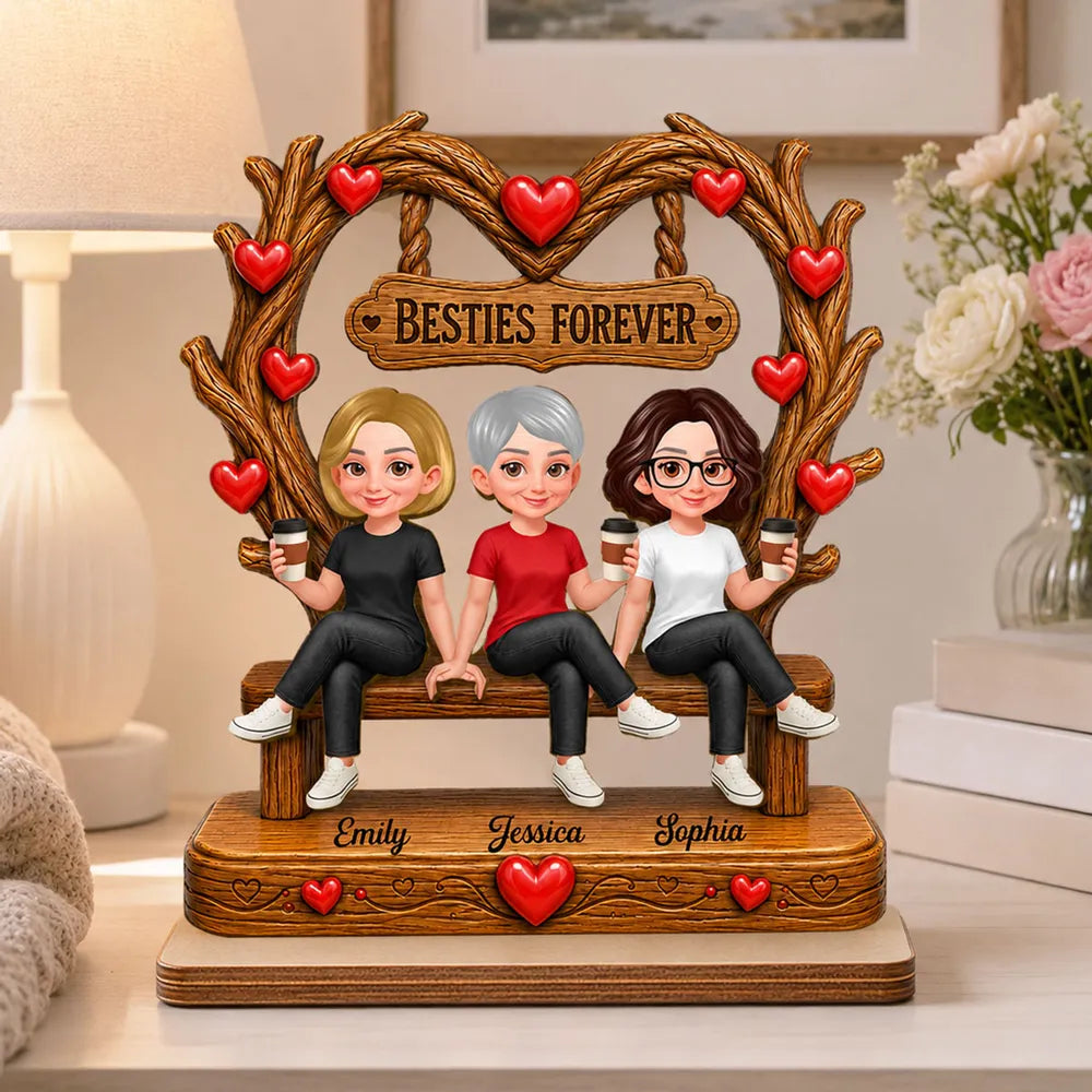 Personalized Close Friends Heart Canopy Wooden Plaque