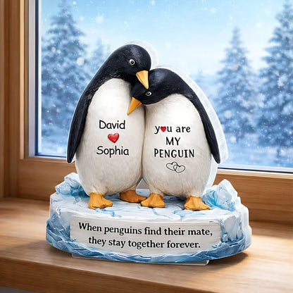 Personalized You Are My Penguin Couple Plaque