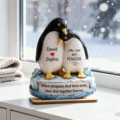 Personalized You Are My Penguin Couple Plaque