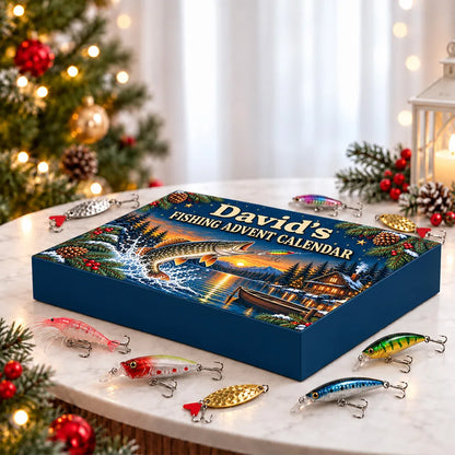 Personalized Leaping Fish Winter Lake Angler Advent Calendar