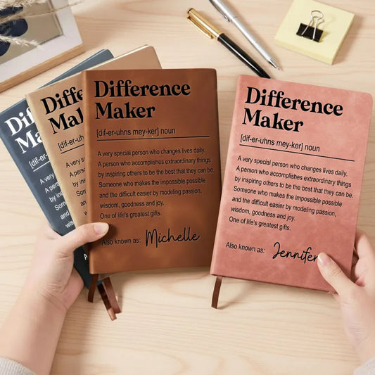 Personalized Difference Maker Quote Leather Journal