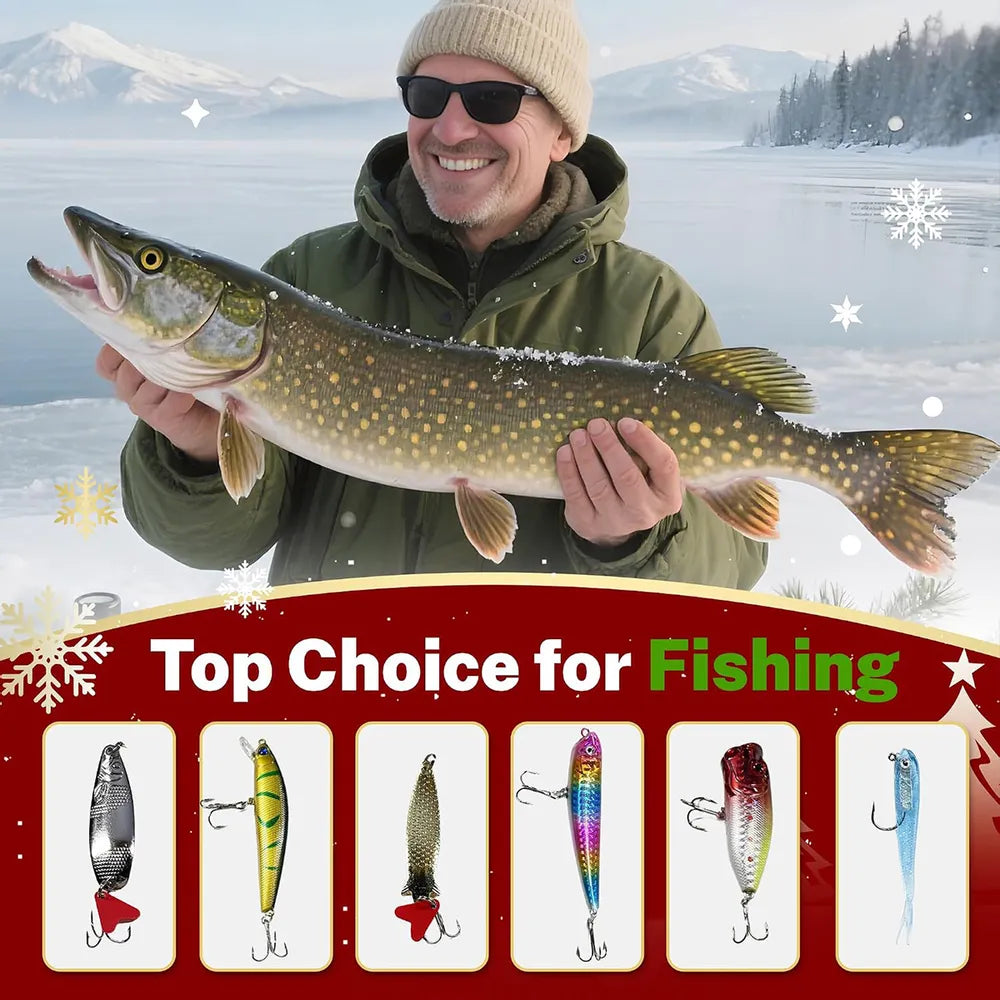 Personalized Leaping Fish Winter Lake Angler Advent Calendar