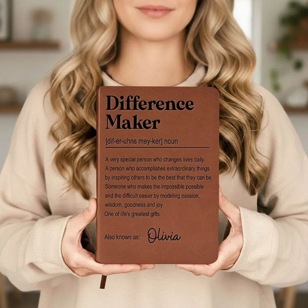 Personalized Difference Maker Quote Leather Journal