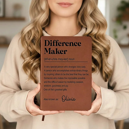 Personalized Difference Maker Quote Leather Journal