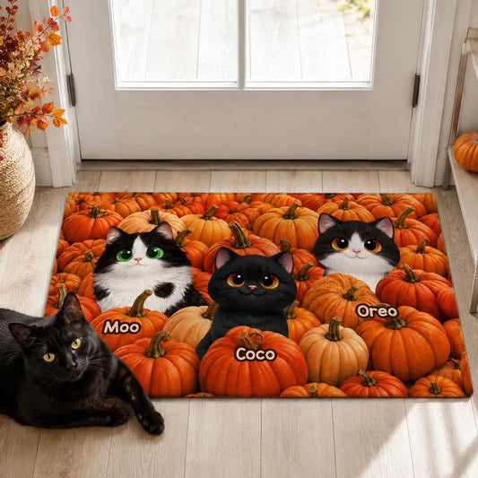 Custom Pumpkin Patch Cats Doormat