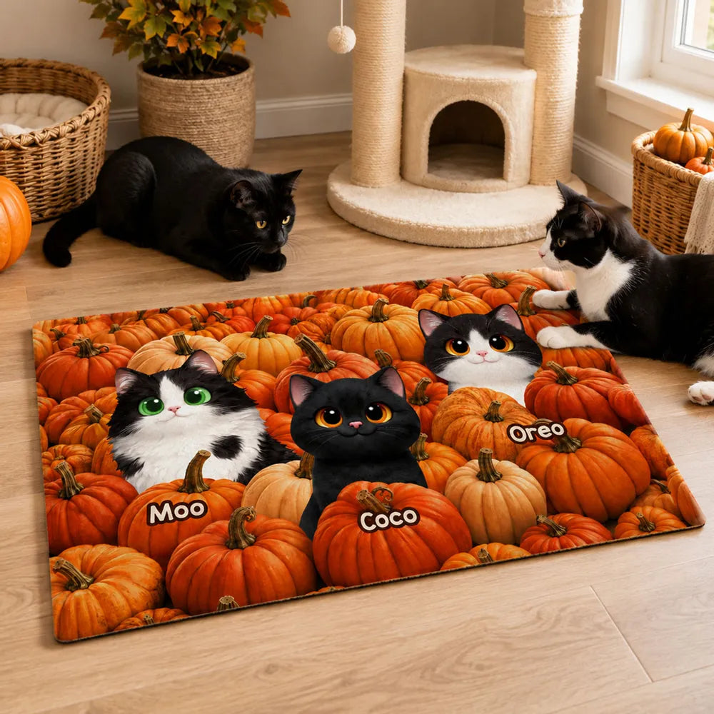 Custom Pumpkin Patch Cats Doormat