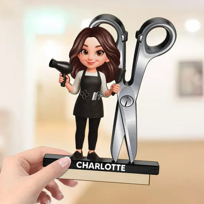 Personalized Hairdresser Cartoon Salon Wooden Plaque