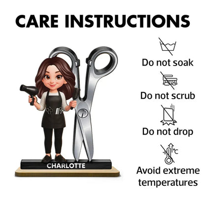 Personalized Hairdresser Cartoon Salon Wooden Plaque