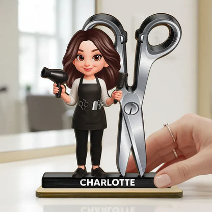 Personalized Hairdresser Cartoon Salon Wooden Plaque