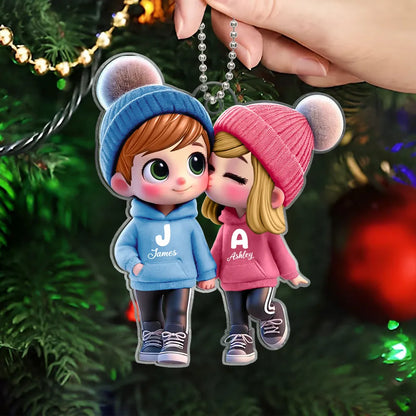 Personalized Kissing Couple Name Car Hanger