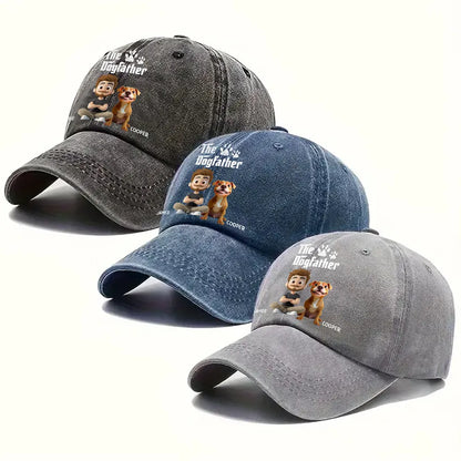 Personalized The Dogfather Dog Dad Denim Cap