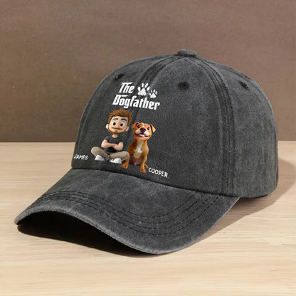 Personalized The Dogfather Dog Dad Denim Cap