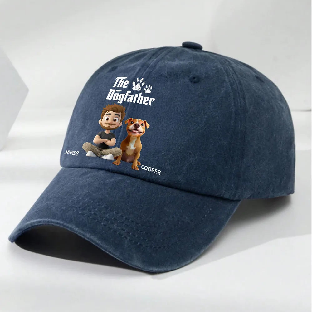 Personalized The Dogfather Dog Dad Denim Cap