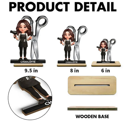 Personalized Hairdresser Cartoon Salon Wooden Plaque
