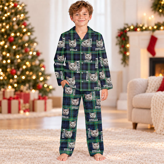 Personalized Dog Cat Photo Names Kids Pajama Set