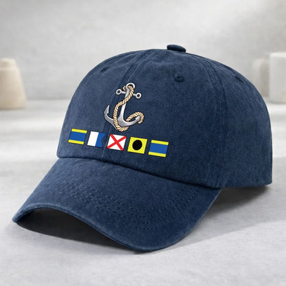 Personalized Nautical Flag Anchor Denim Cap