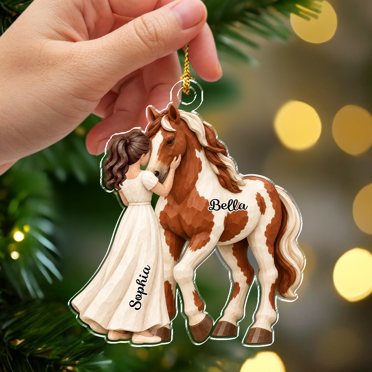 Personalized Girl and Horse Christmas Acrylic Ornament