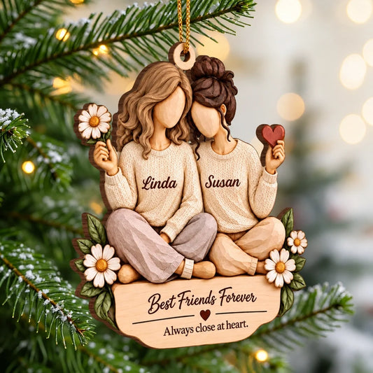Personalized Best Friends Forever Wooden Ornament