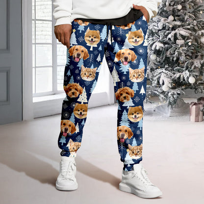 Personalized Pet Photo Christmas Pattern Sweatpants