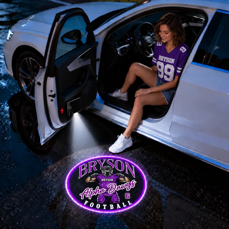 Personalized Football Player Game Day Car Door Projector Lights