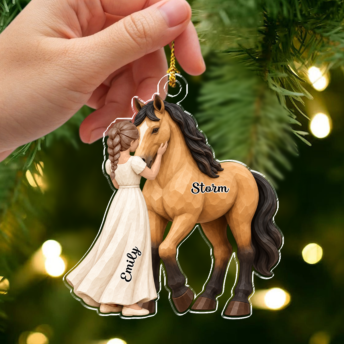 Personalized Girl and Horse Christmas Acrylic Ornament