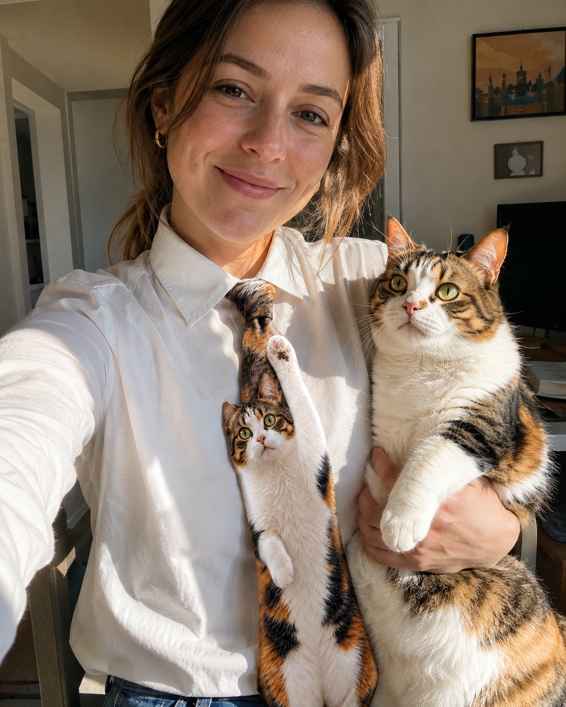 Custom Pet Necktie – Personalized Full Body Cat & Dog Tie from Photo