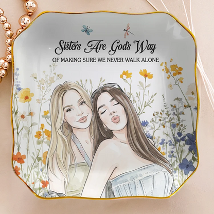 Personalized Friendship Watercolor Floral Jewelry Dish