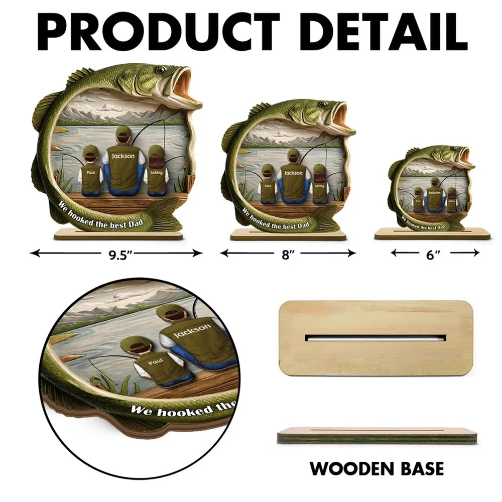 Personalized Best Catch Ever Dad Fishing Wooden Plaque