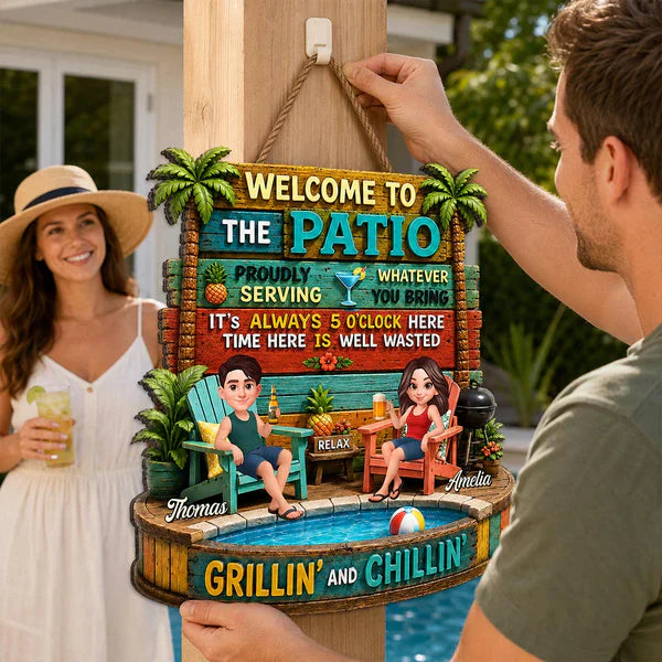 Personalized Grillin And Chillin Patio Wooden Sign