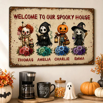 Personalized Welcome To Our Spooky House Iron Sign