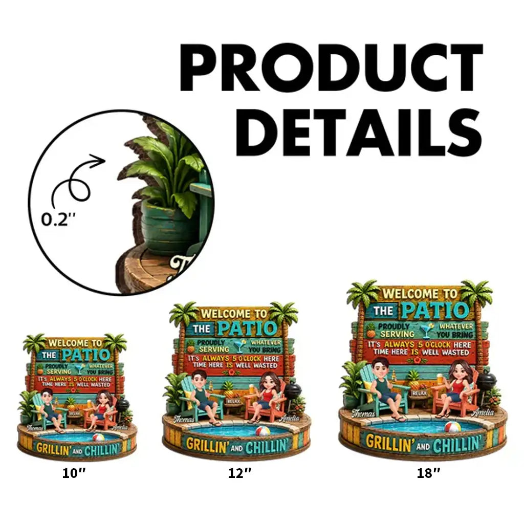 Personalized Grillin And Chillin Patio Wooden Sign