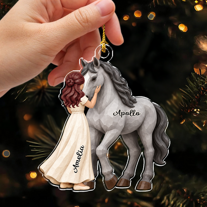 Personalized Girl and Horse Christmas Acrylic Ornament