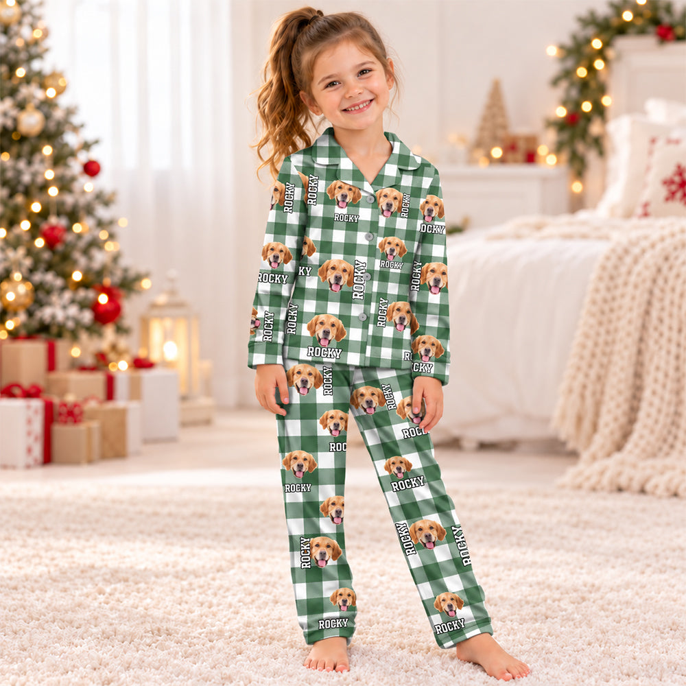 Personalized Dog Cat Photo Names Kids Pajama Set