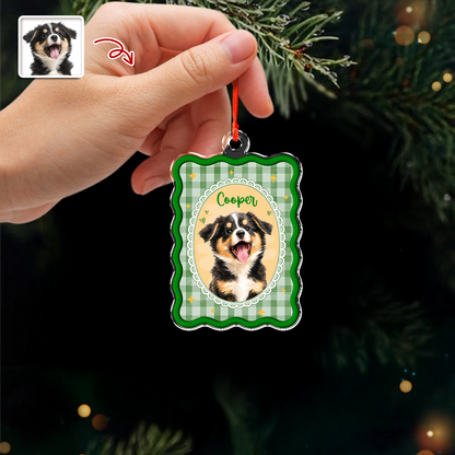 Custom Photo Cute Dog Cat Vintage Frame Acrylic Ornament, Christmas Keepsake for Pet Lovers HA75 919414
