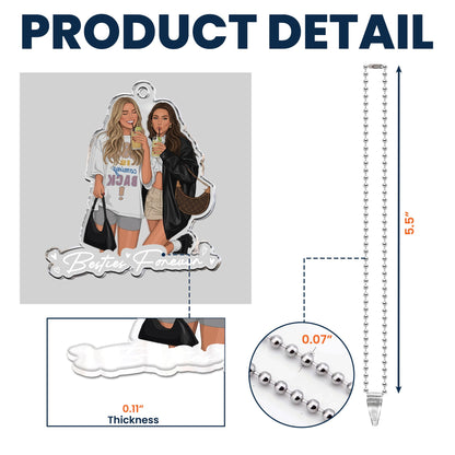 Personalized Acrylic Car Hanger, Besties Forever Photo Art with Drinks, Creative Gift for a Best Friend