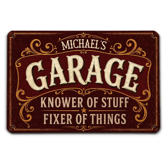 Personalized Knower Of Stuff Vintage Garage Iron Sign