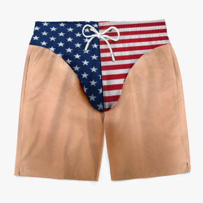 Custom Freedom And Chill Patriotic Swim Trunks