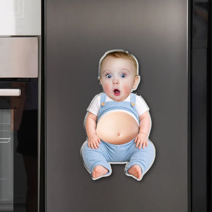 Silicone Belly Acrylic Magnet with Custom Baby Photo, Pressable Fridge Decor, Unique Creative Gift for Family