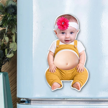 Silicone Belly Acrylic Magnet with Custom Baby Photo, Pressable Fridge Decor, Unique Creative Gift for Family