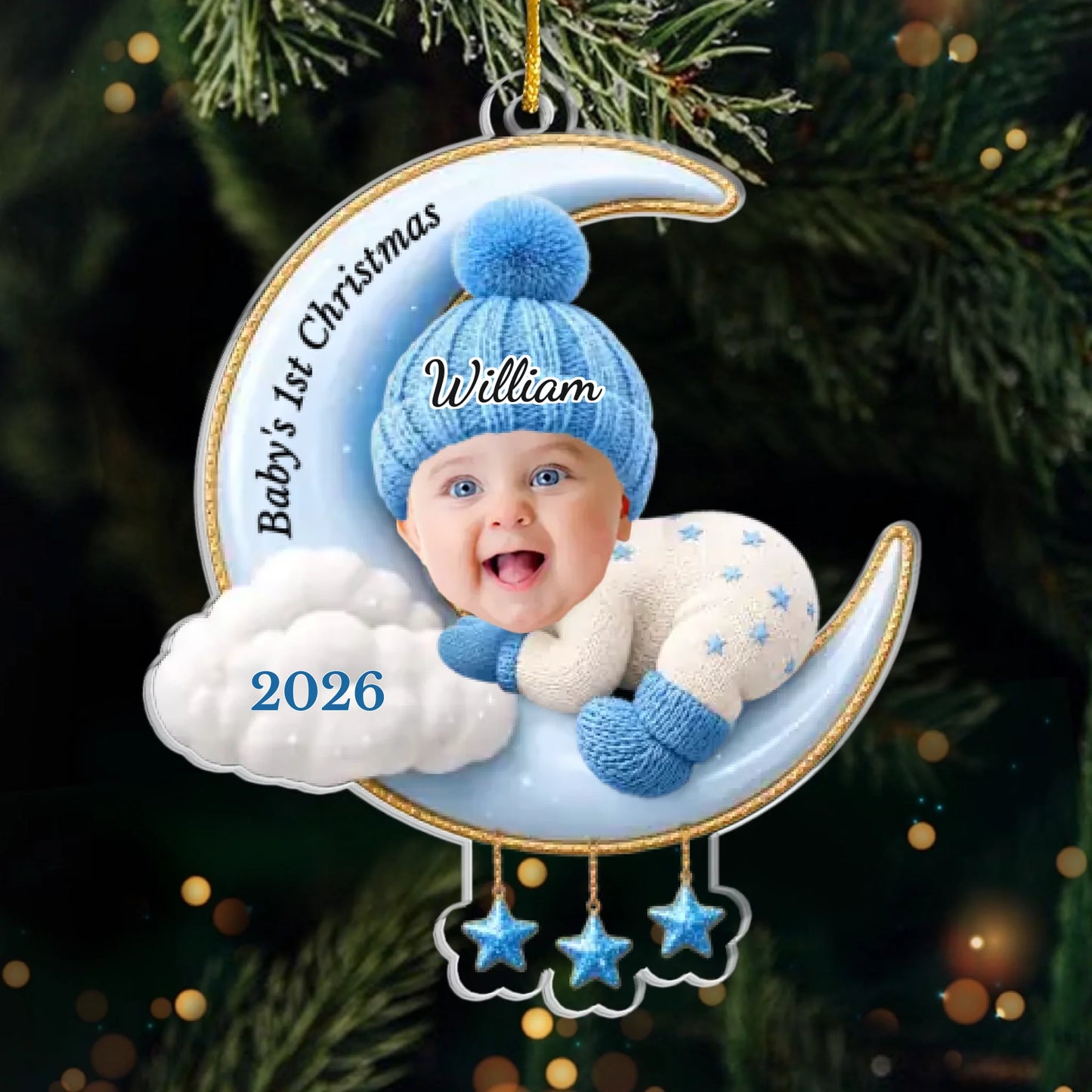Personalized Love You To The Moon First Christmas Ornament